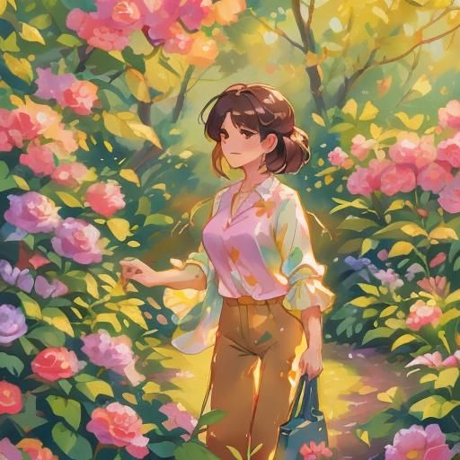 <lora:Woman Lora model:1.0> A woman age 20 wearing silk shirt and trouser 