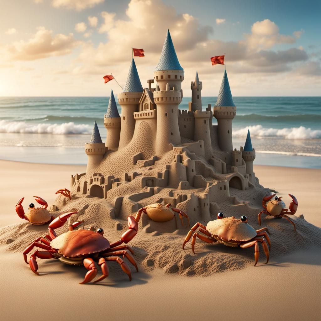 Crabs and sand castle