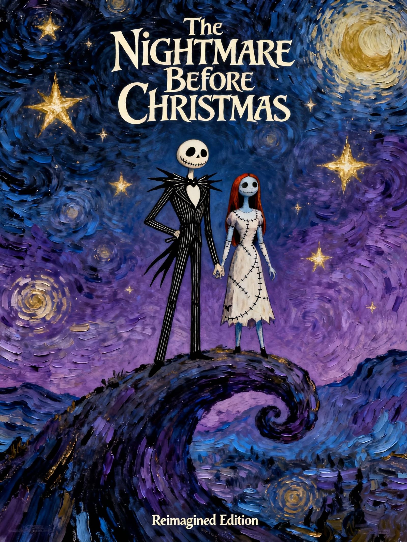 A reimagined film poster of The Nightmare Before Christmas  by @EmzMc