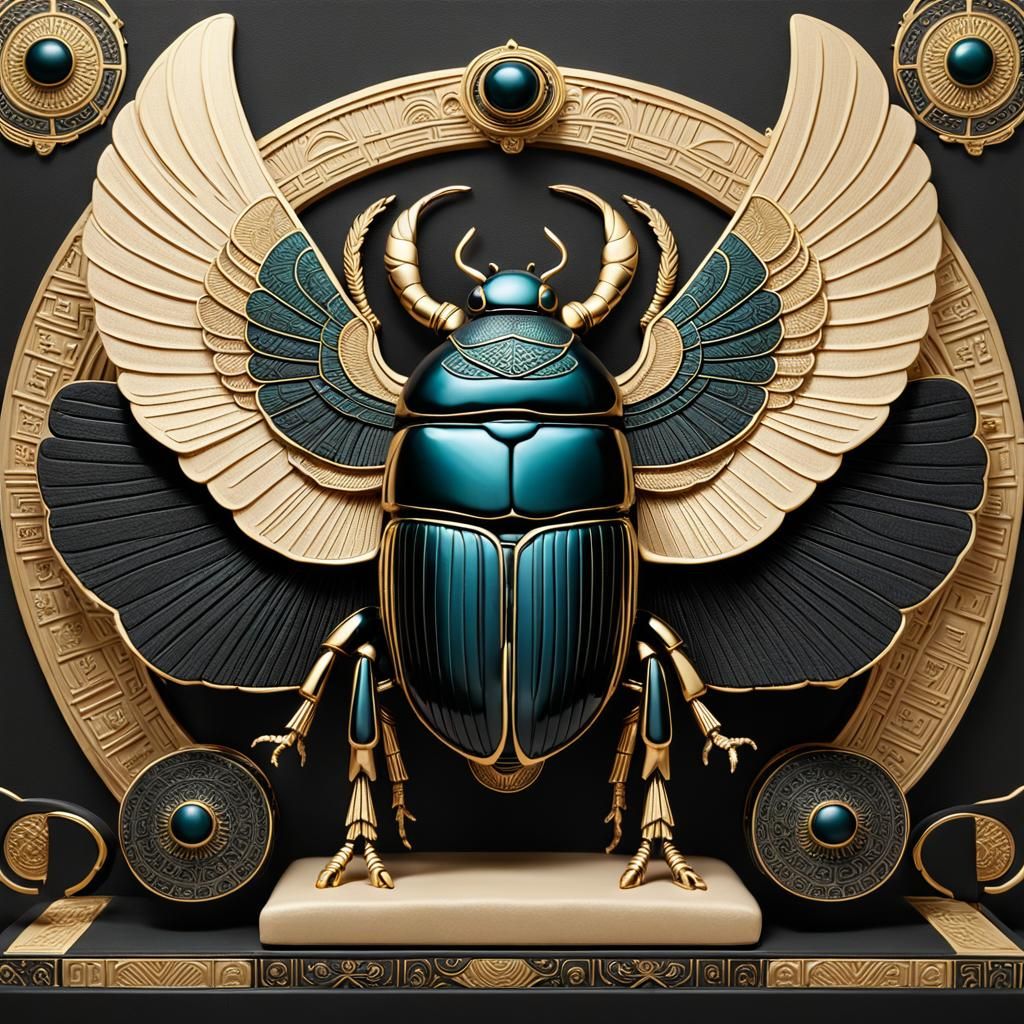 An ornately crafted scarab beetle