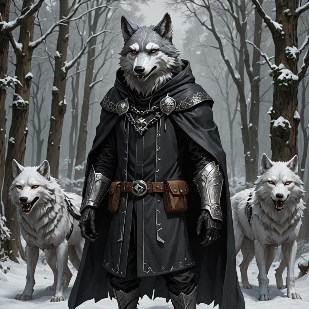 a hooded cloak wolf with pack - AI Generated Artwork - NightCafe Creator