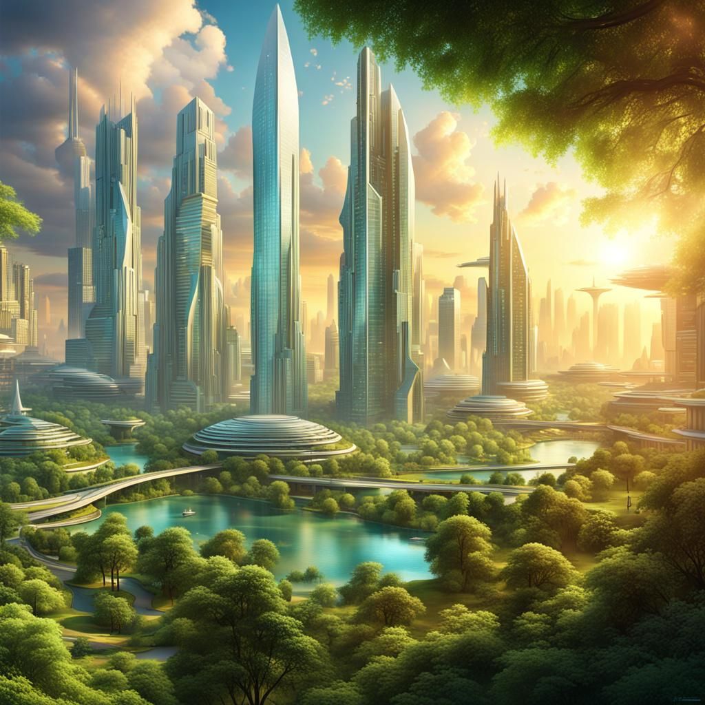 futuristic utopian city