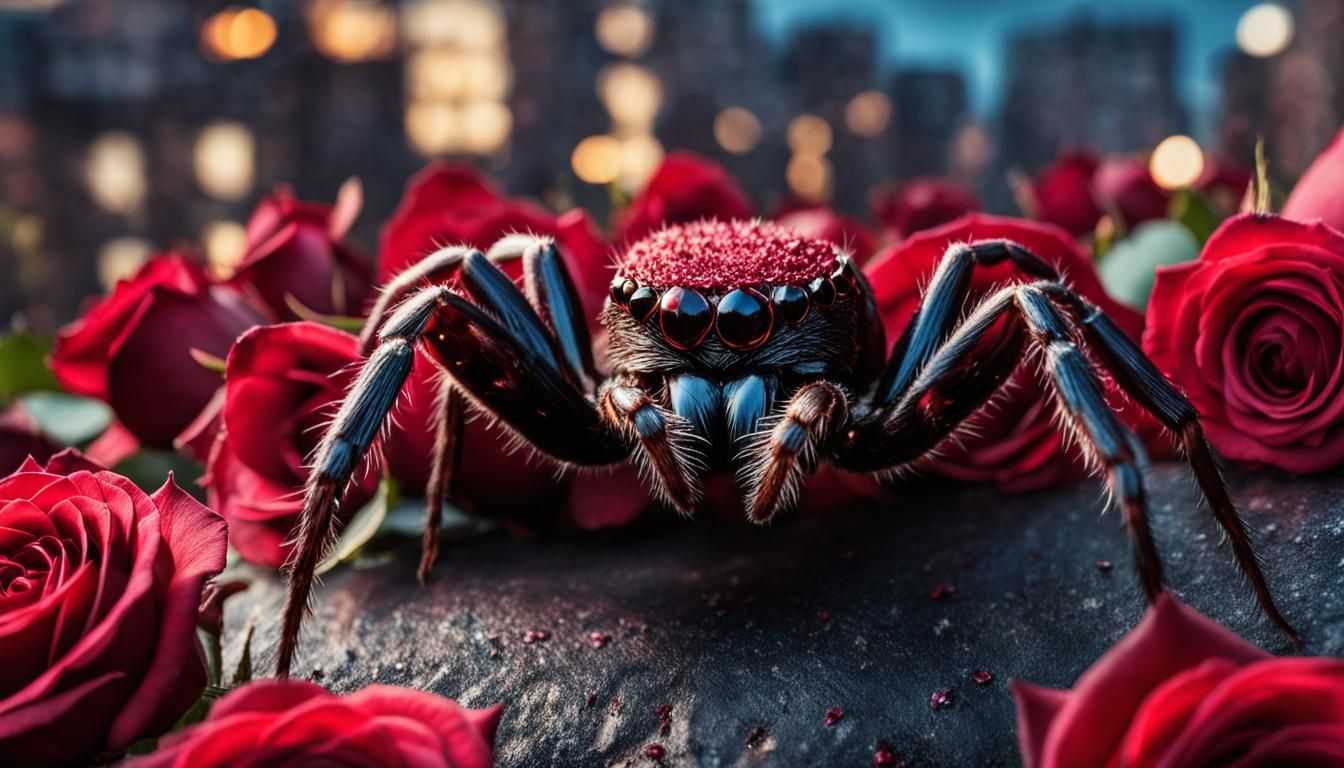 The Giant Spider Made of RED Roses  by @Textured Color