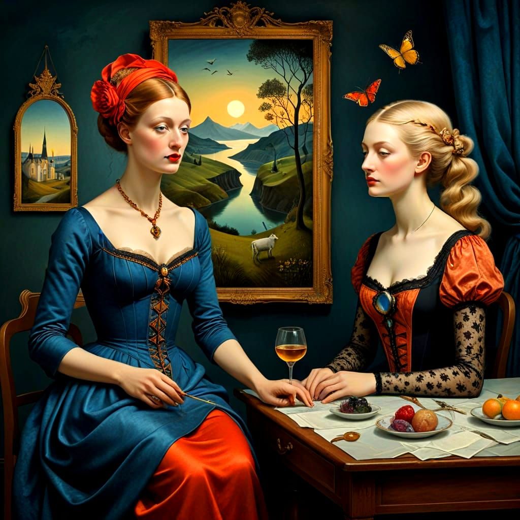 Elegant Ladies in a Surreal Landscape