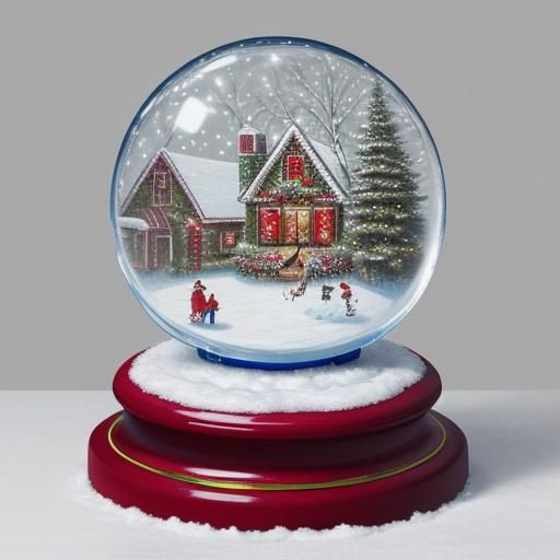 Acrylic painting of a snow globe with Christmas scene inside