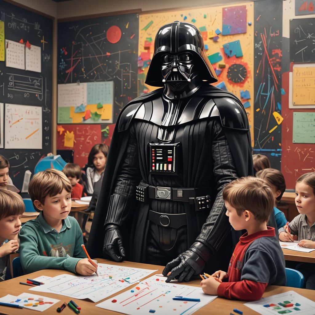 Darth Vader teaching children math at school - AI Generated Artwork ...