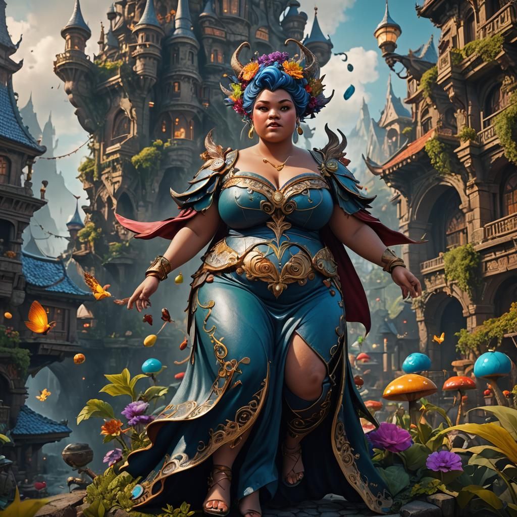 Curvy fat pixie woman