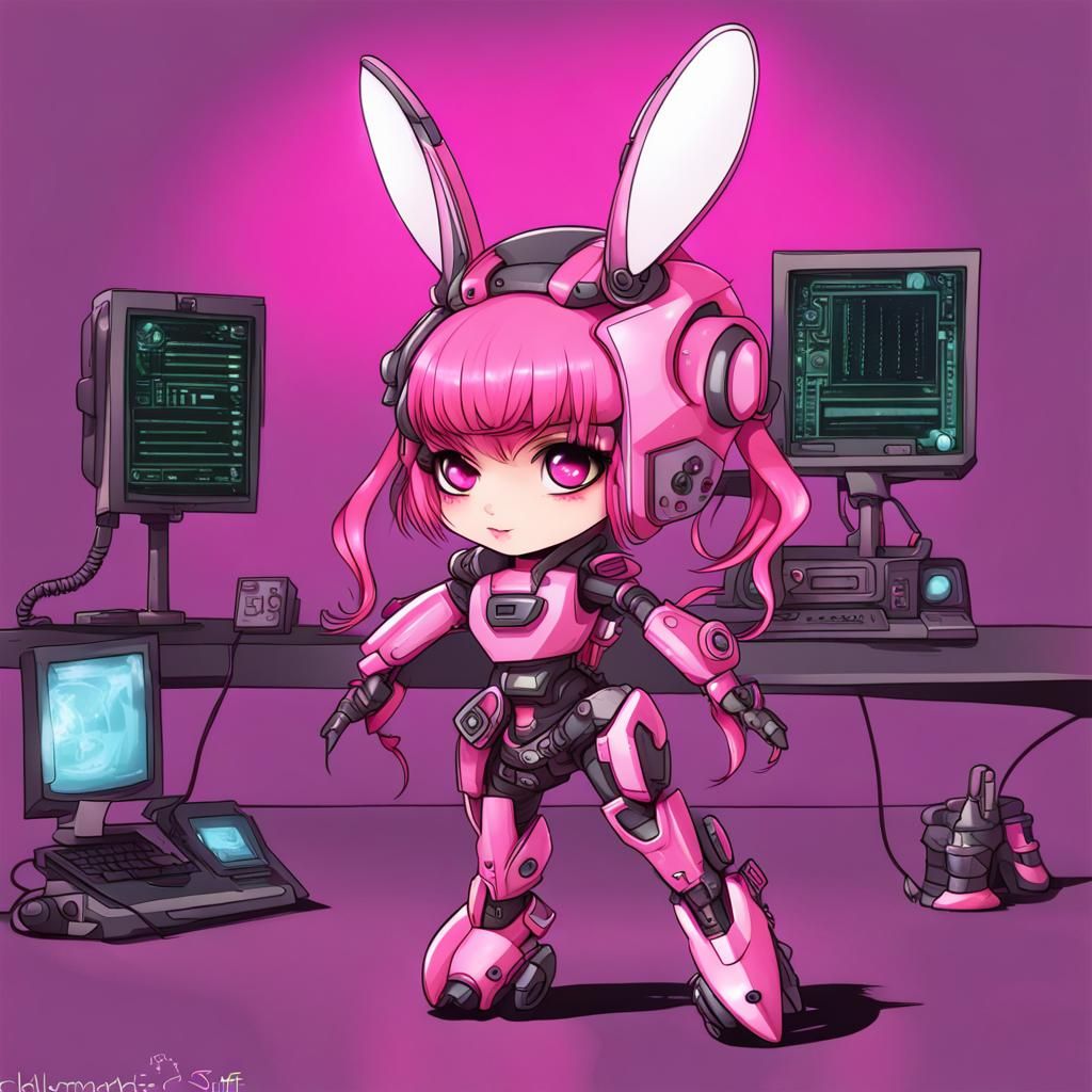 Chibi Pink  CyberMouse bot girl dolly stuff