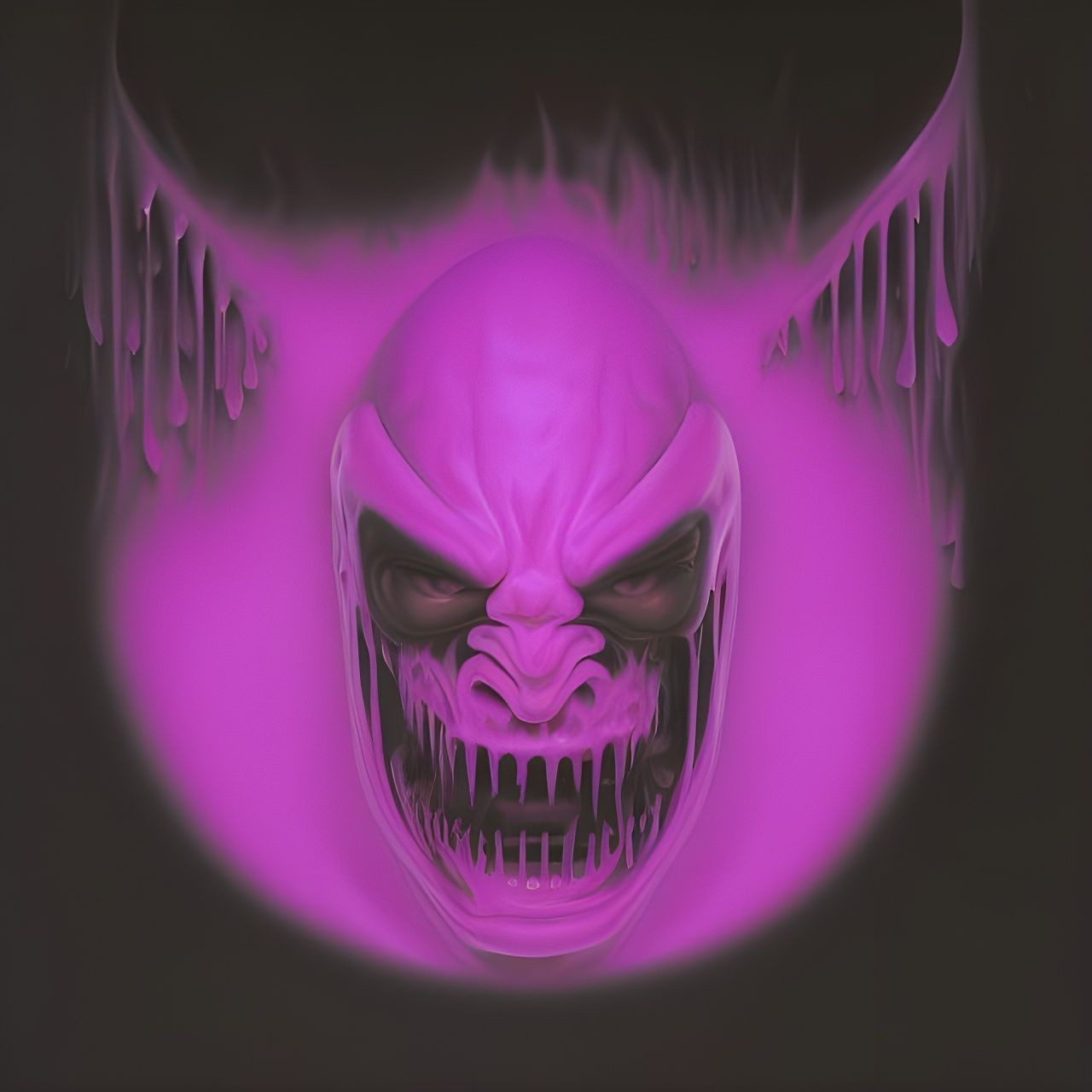 Dripping Demon Face, Hyperrealistic Sci-Fi Art