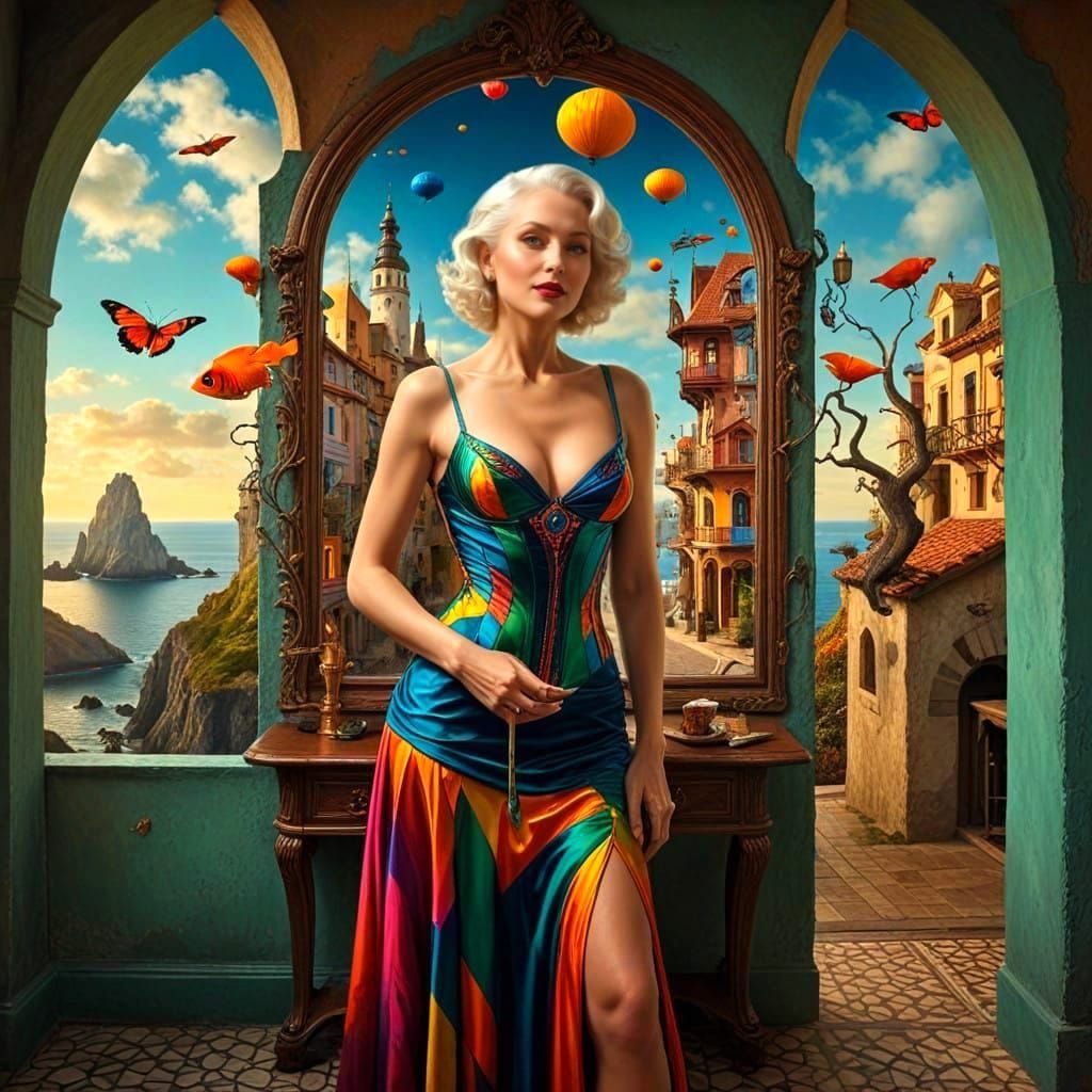 Surrealistic Lady in Vibrant Colors
