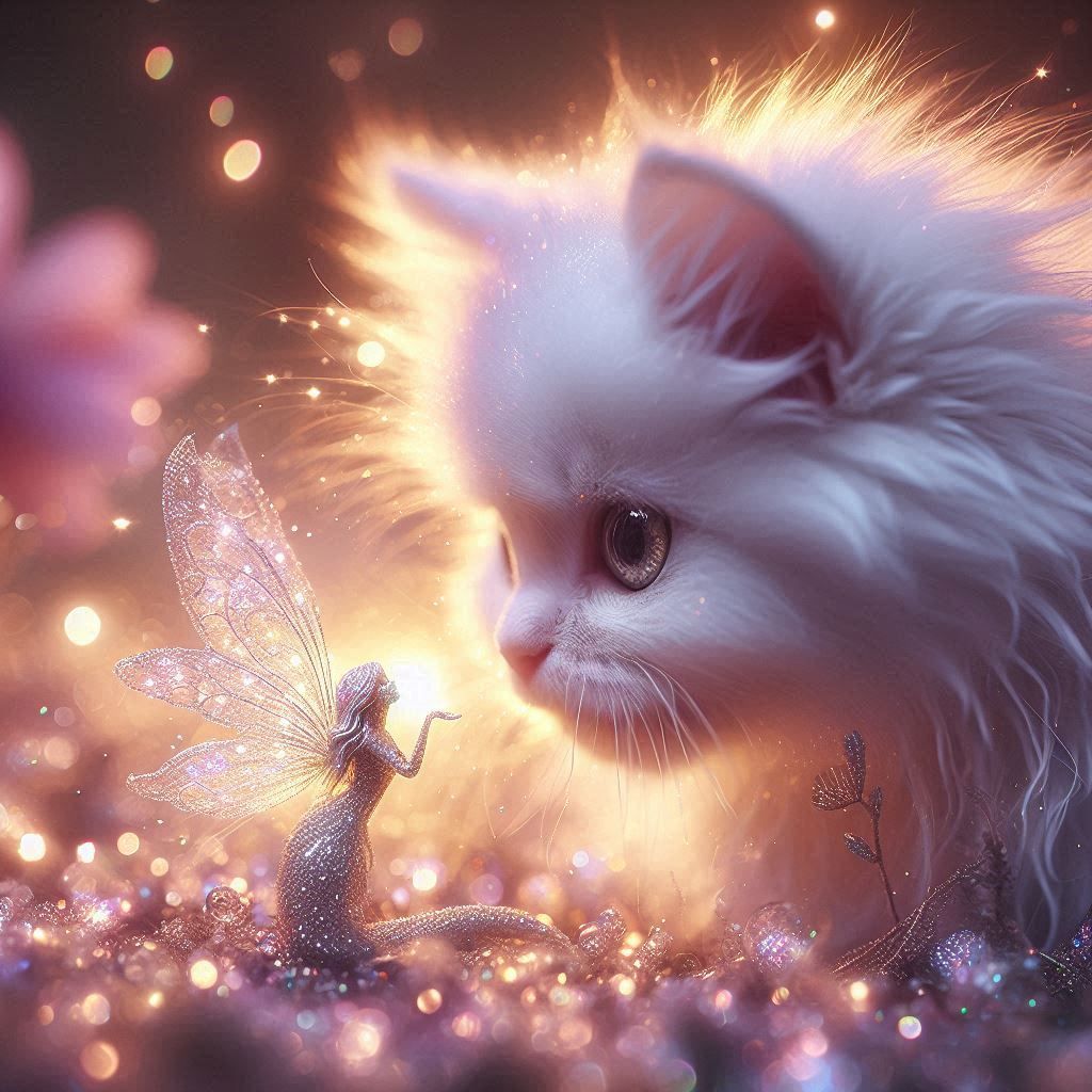 Fairy Blowing A Kiss To Kitty - Ai Generated Artwork - Nightcafe Creator