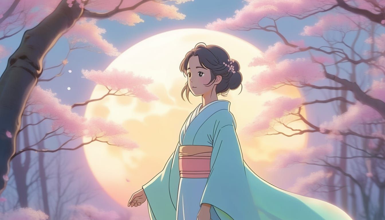 Serene Moon Princess in Whimsical Anime Style
