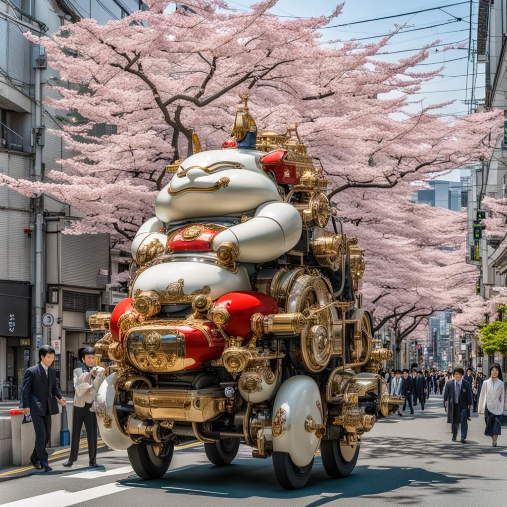 Google street view of Osaka with mechanised Sumo and mechani...