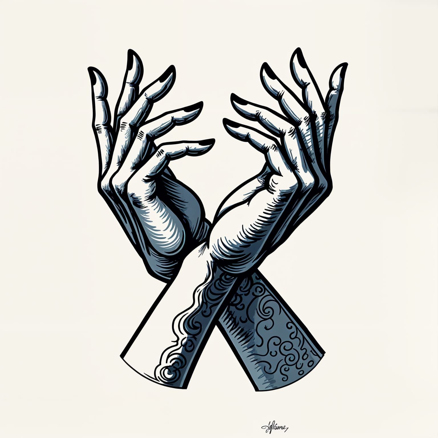 Iconographic design of two hands dancing