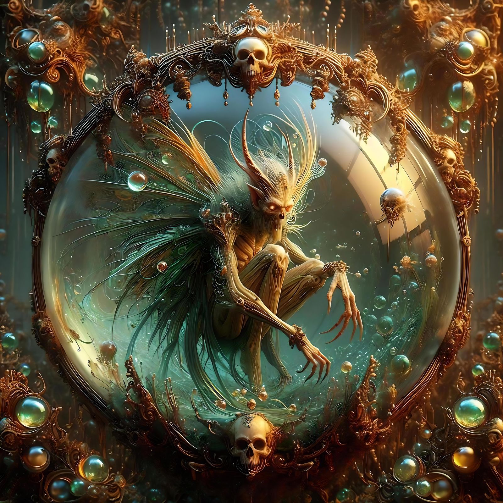 Evil fairy sealed in crystalball.  by @Druid