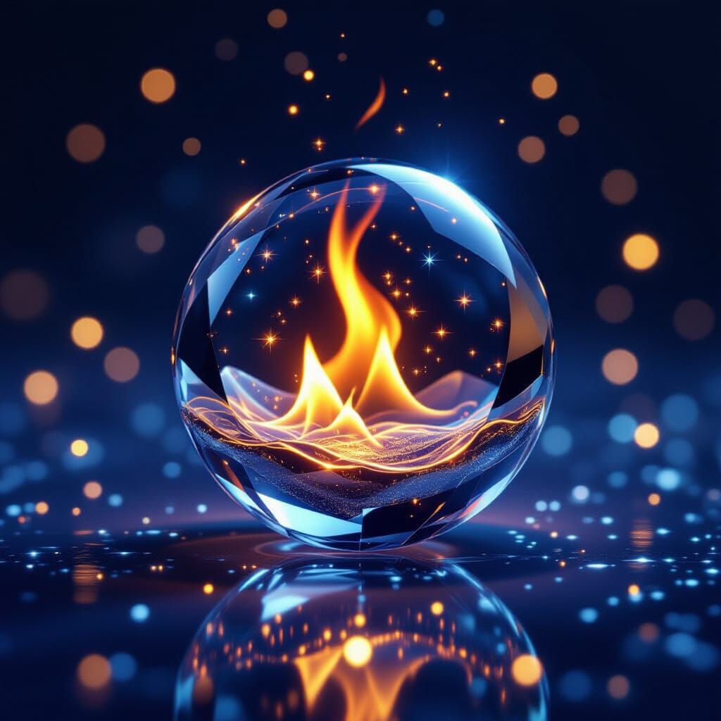 Glass Bead With Fiery Magic Energy