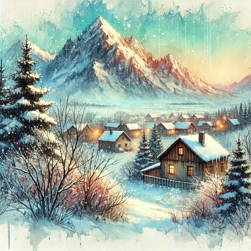 Watercolor Winter Landscape  by @T White