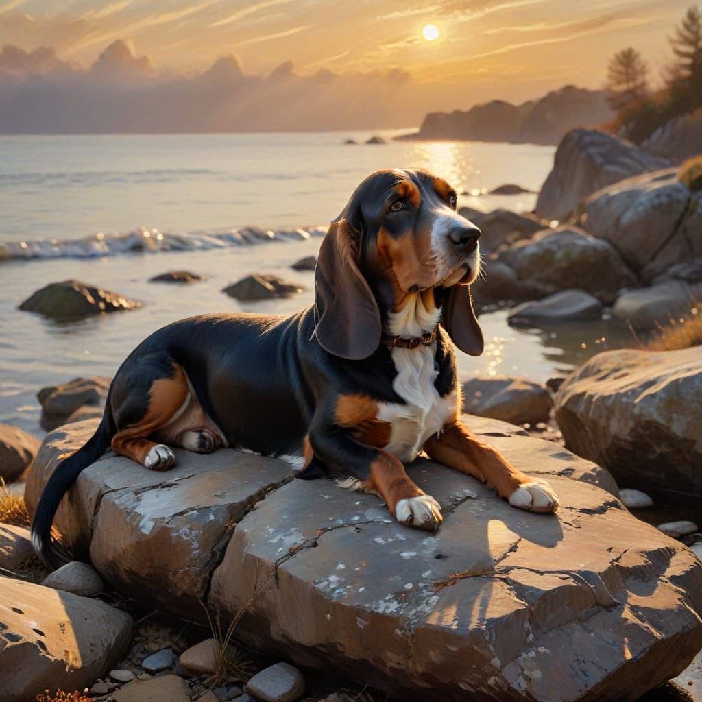 Black and brown basset hound 