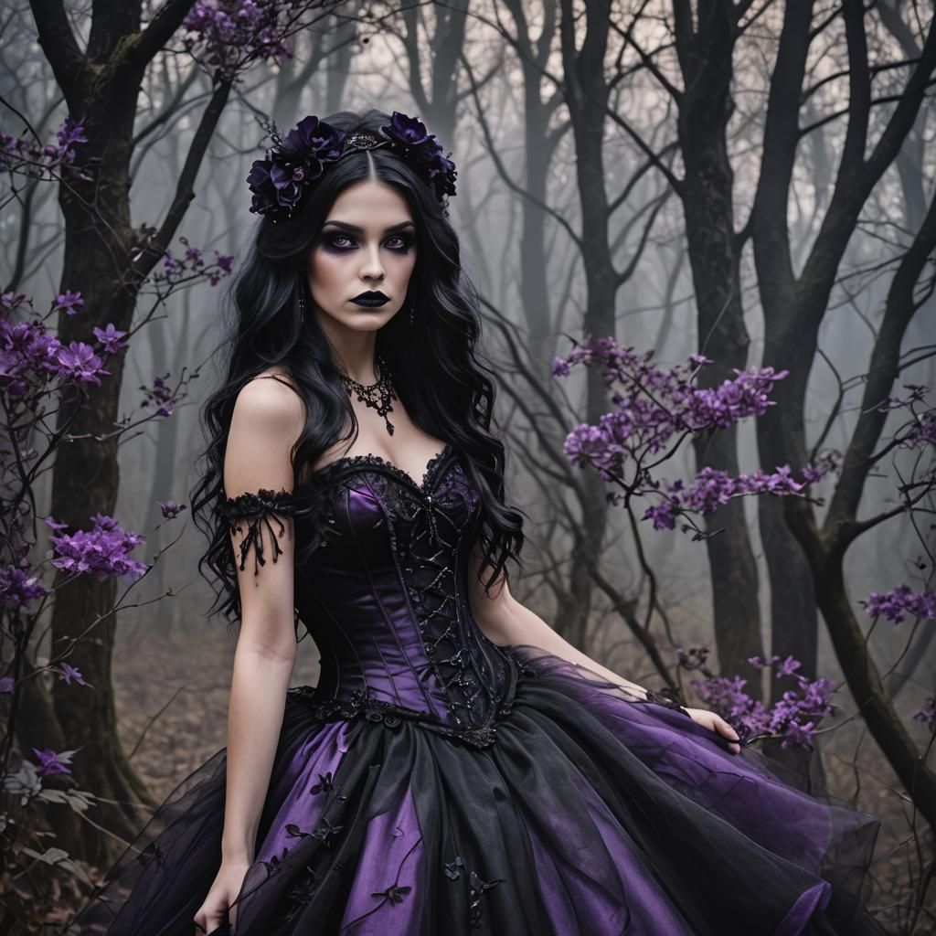 Gothic Dark Fairy in Enchanted Forest