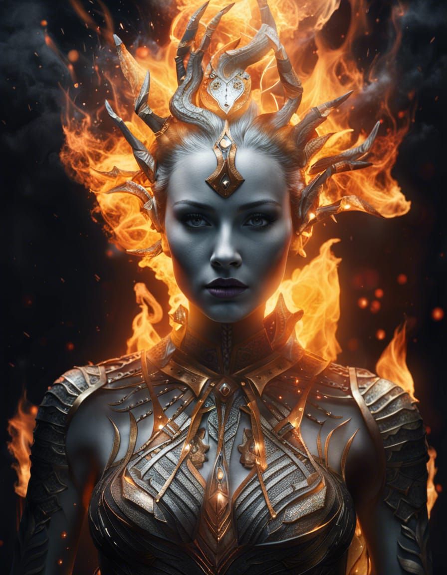 elemental fire lady - AI Generated Artwork - NightCafe Creator