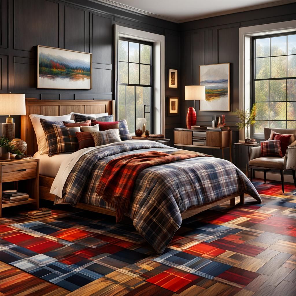 Plaid bedroom  by @Skyelyra-and-Lysias