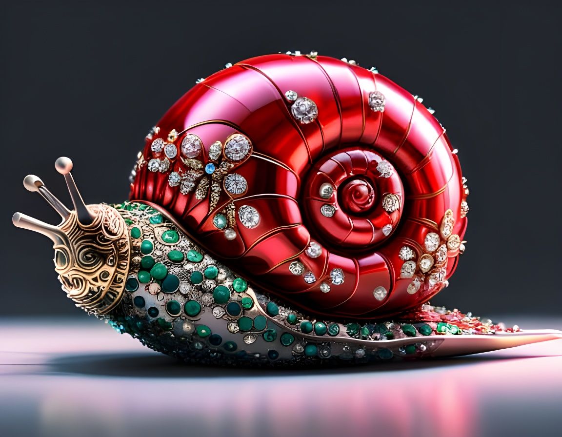An Intricately Designed Bejeweled Snail  by @Jack-Mike