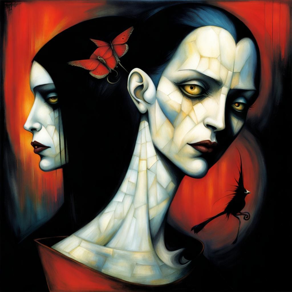 two one by Bill Carman, by Dave McKean AI Generated Artwork