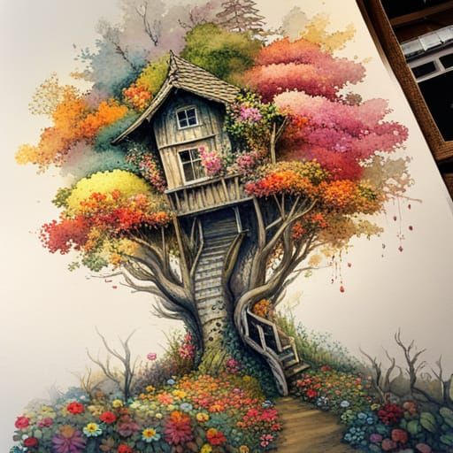 Tree house Coloring Pages in Premium Quality by ColoringBooksArt on  DeviantArt