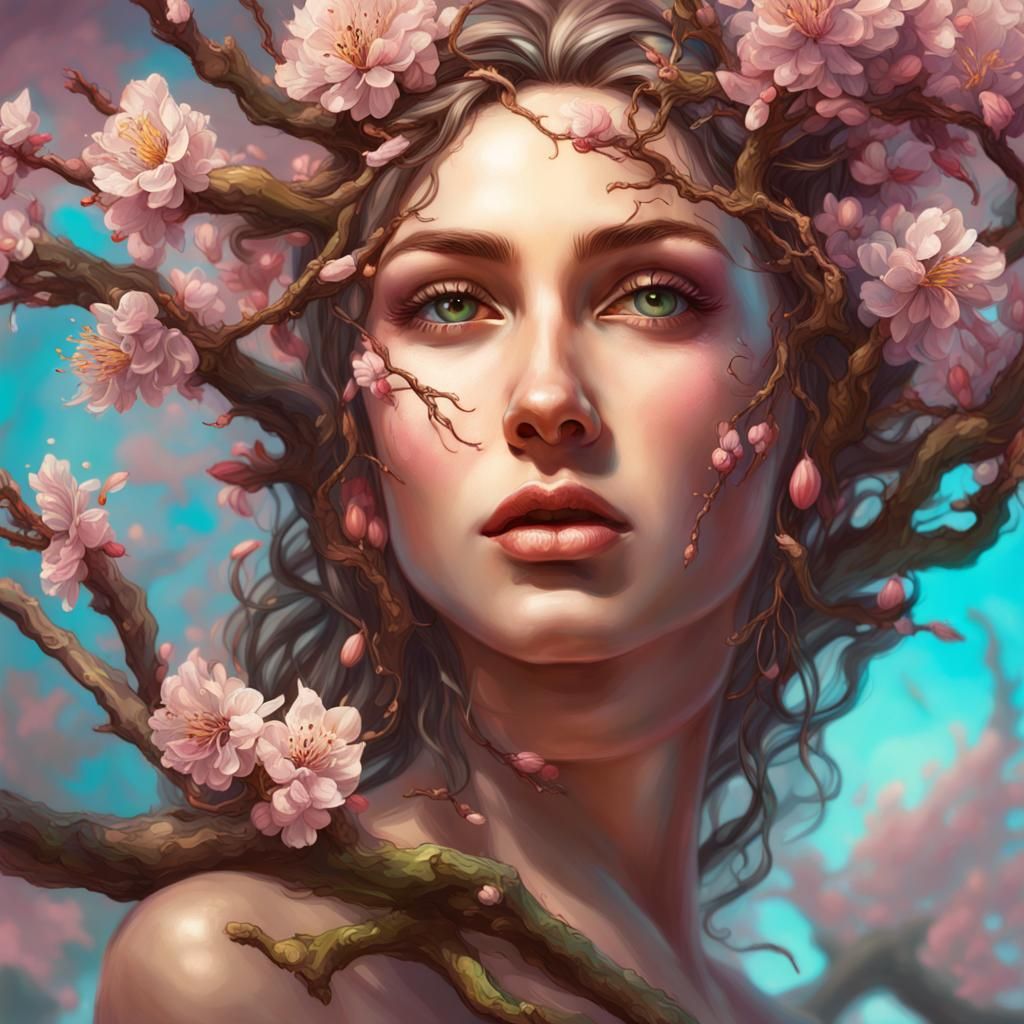 almond blossom dryad queen - AI Generated Artwork - NightCafe Creator