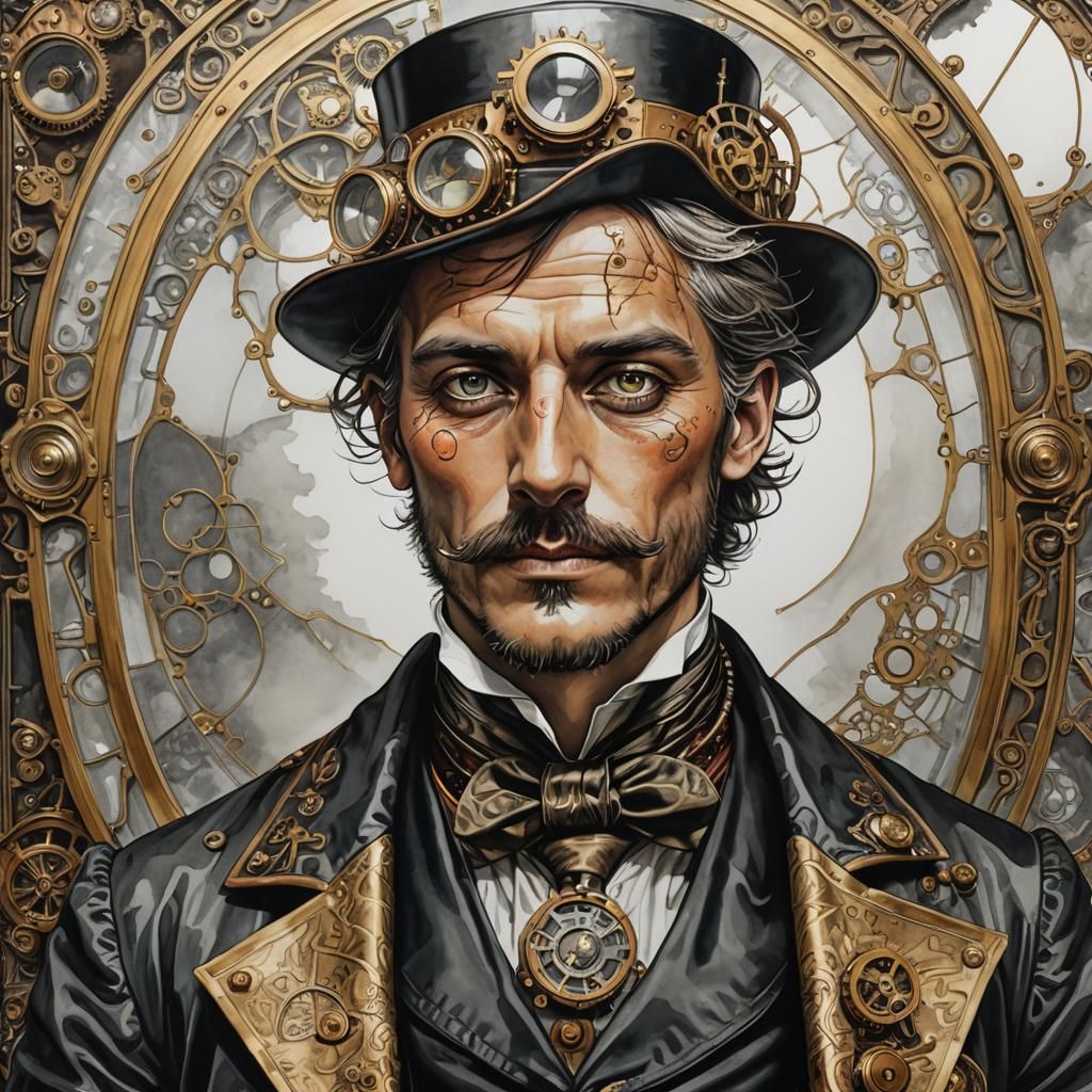 portrait homme steampunk,  by @Gesy
