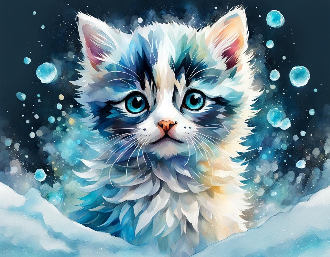 Icy kitten  by @YukiKenji