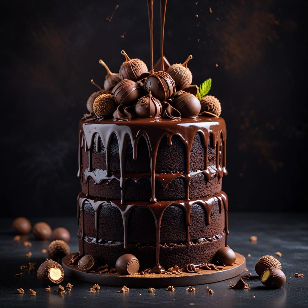 Chocolate cake with truffles   by @Neverland