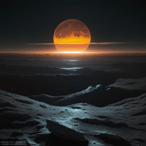 Surreal Celestial Landscape with Two Moons in a Vibrant Suns...