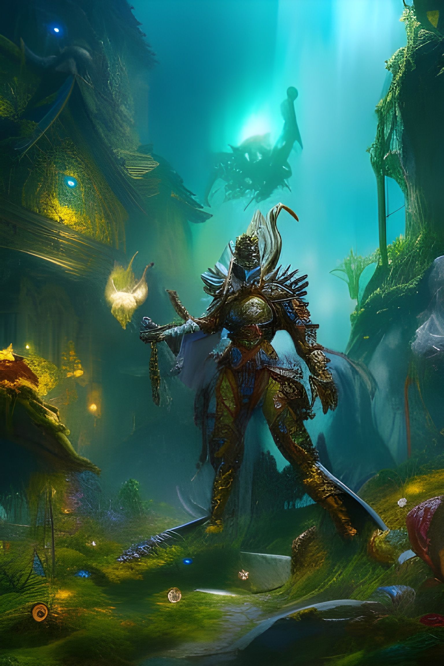 full body shot of a beautiful fairy-knight on his journey  by @Dalia Larimar