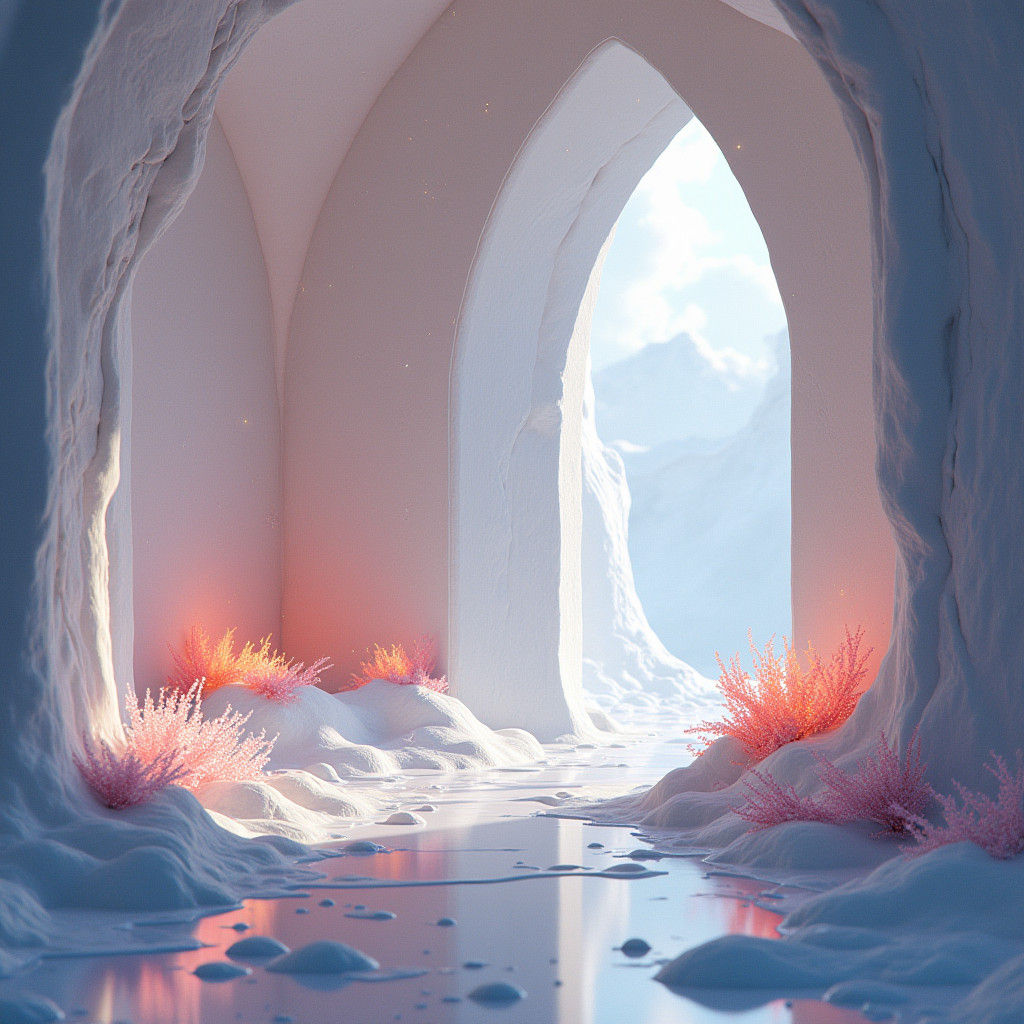 Ethereal White Room in Matte Painting Style