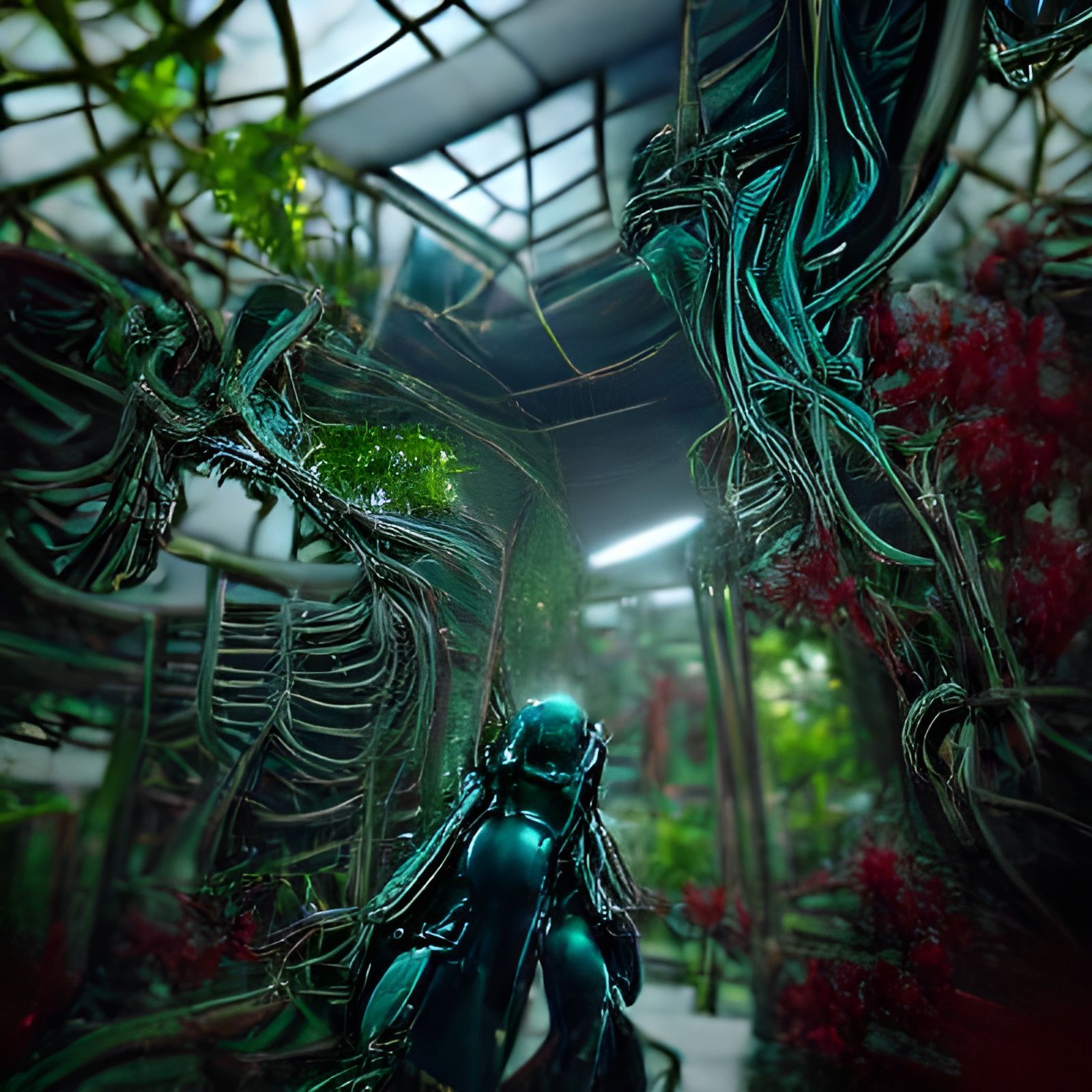Glass Vines entangle a Xenomorph