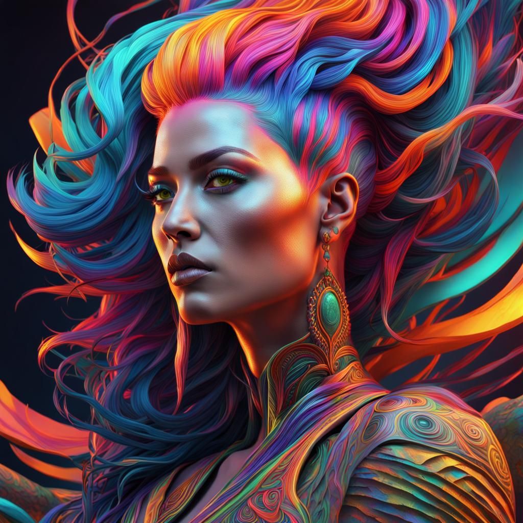 A woman with colorful hair - AI Generated Artwork - NightCafe Creator