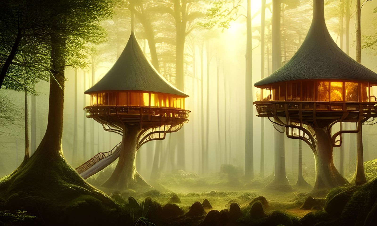 Elven Kingdom: Treehouses in Art Nouveau Style