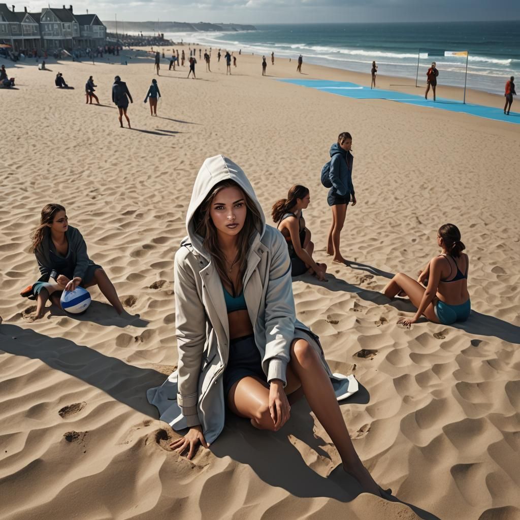 Cold day in summer at the beach