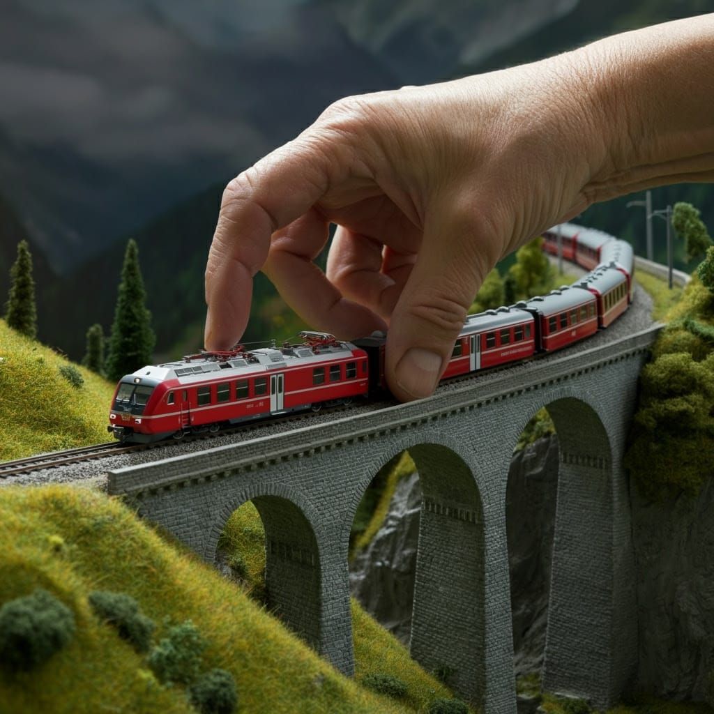 Miniature Train on the Brusio Viaduct