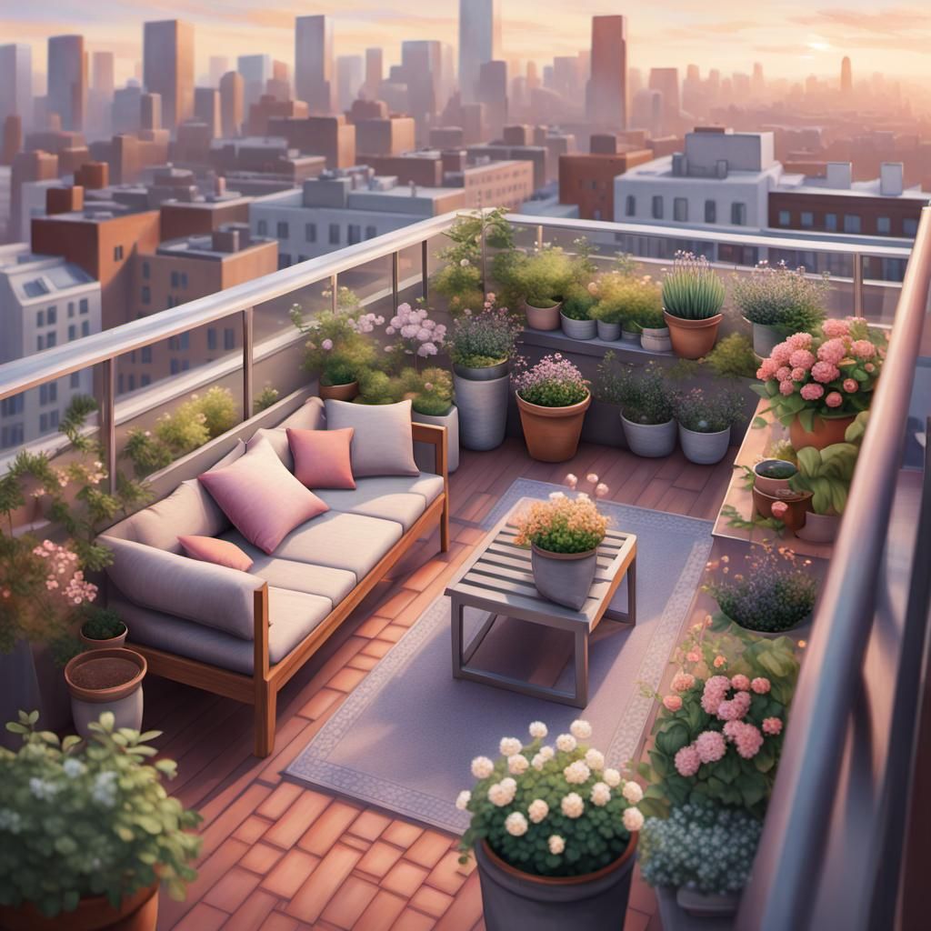 "Urban Serenity: Rooftop Oasis"  by @VaniTee