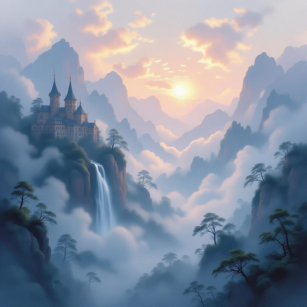 Ethereal Mist: A Dreamy Landscape Painting