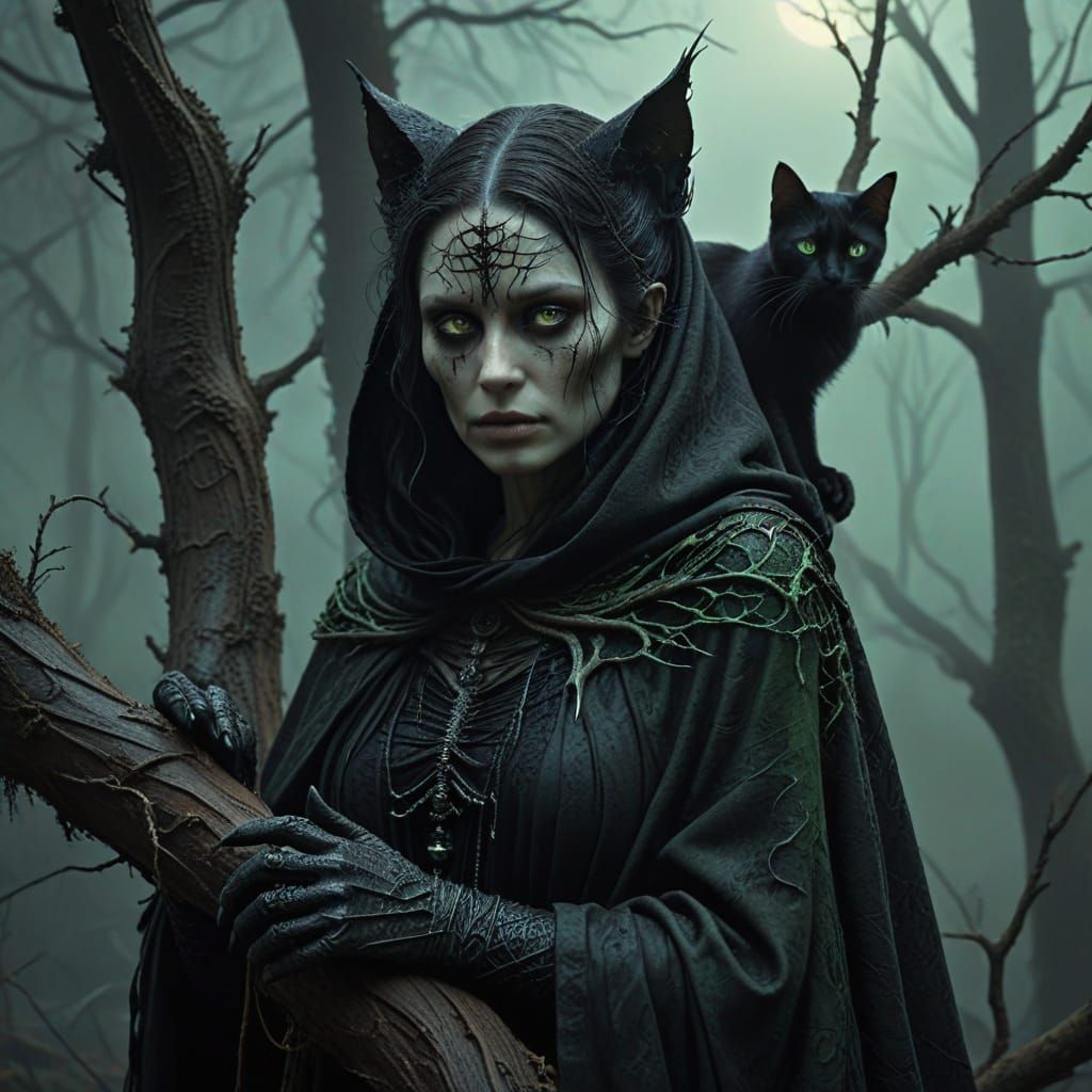 Dark Fantasy Goddess of Mystery in Velvet Shadows