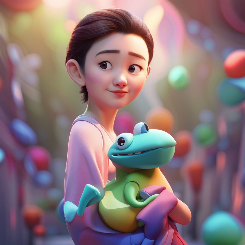 Vibrant 3D Art with Radial Gradient Background