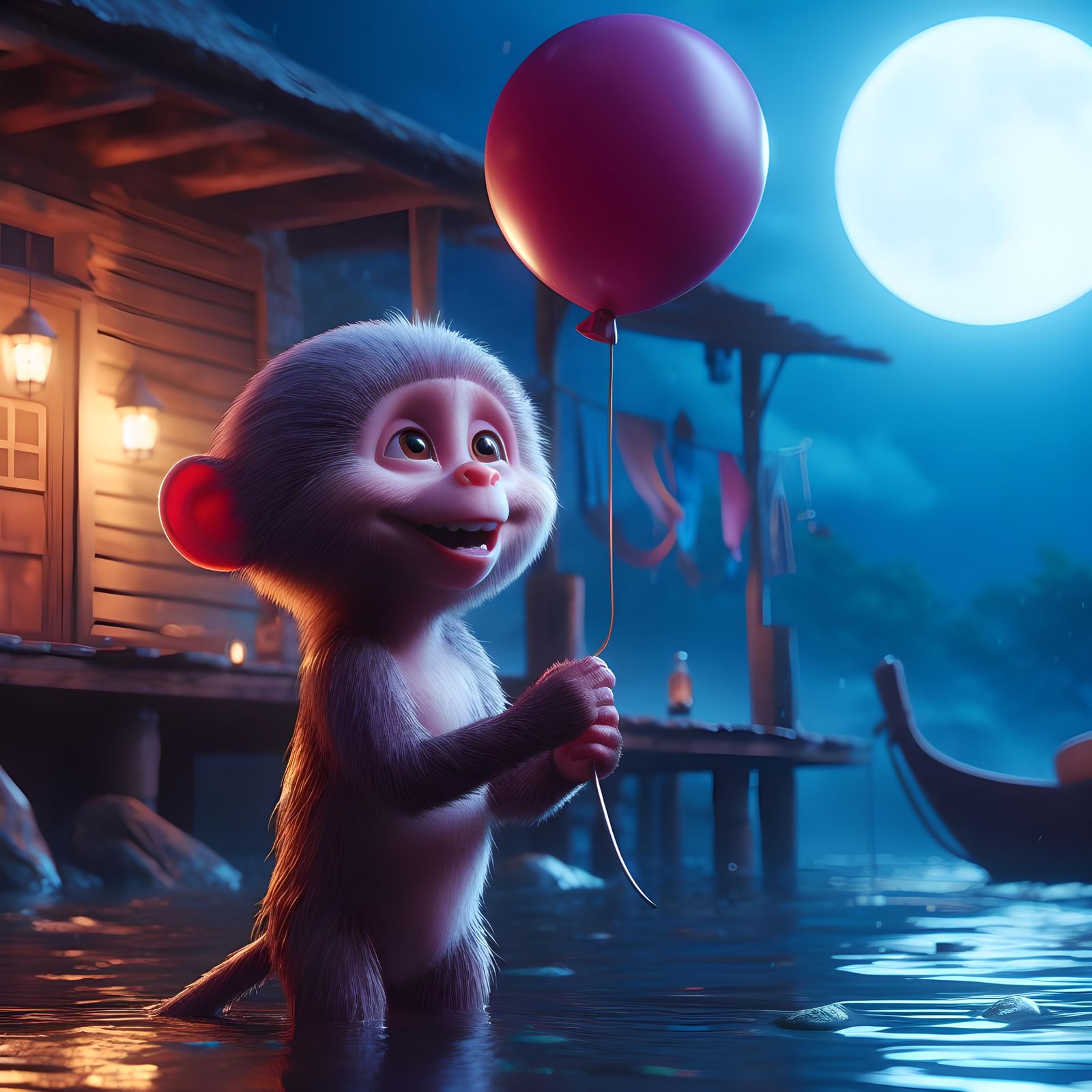 Baboon’s maroon balloon in a full moon lagoon. Too soon?