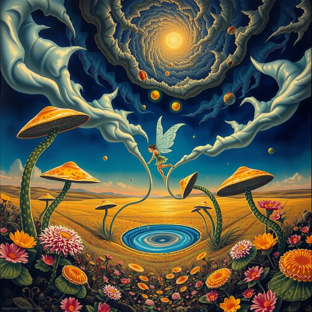 Elastic flora stretching and twisting in a vast surreal land...