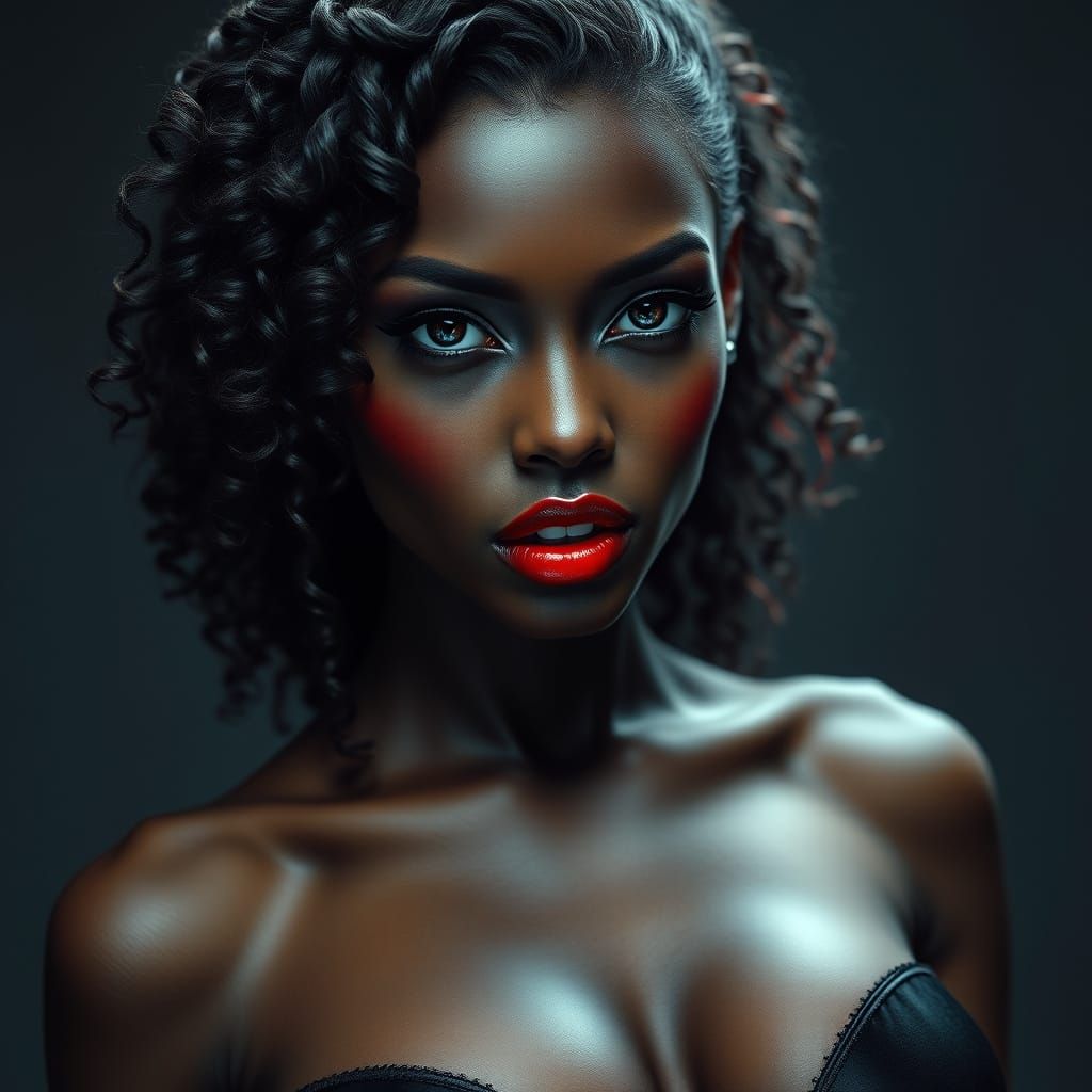 Elegant Vampire Woman in Vibrant HDR