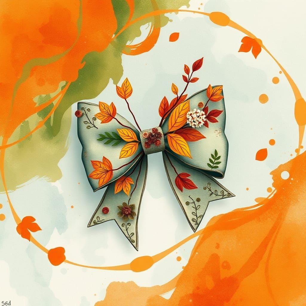 Flirty Bow Autumn Bundle, Watercolor Autumn Clipart