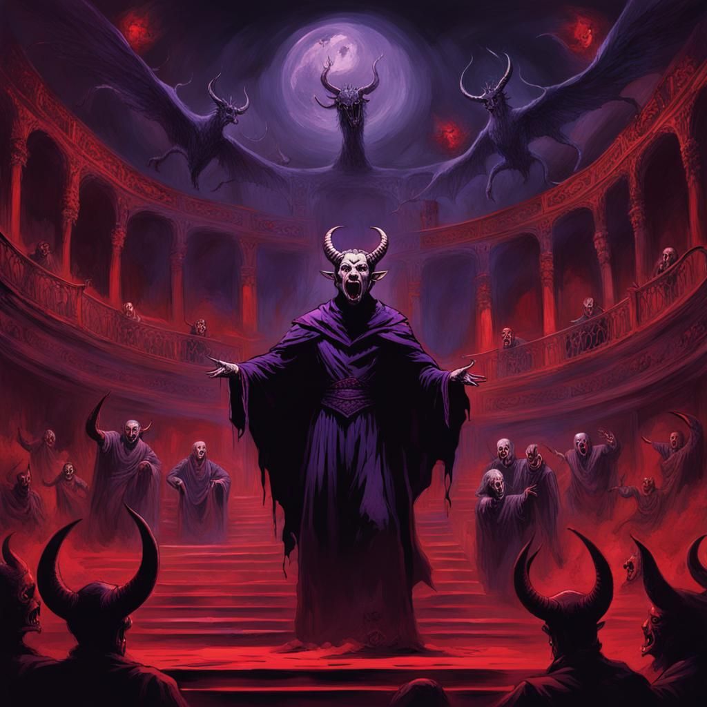 Satanic bloody old opera theater, scary feeling. 

Dark shad...