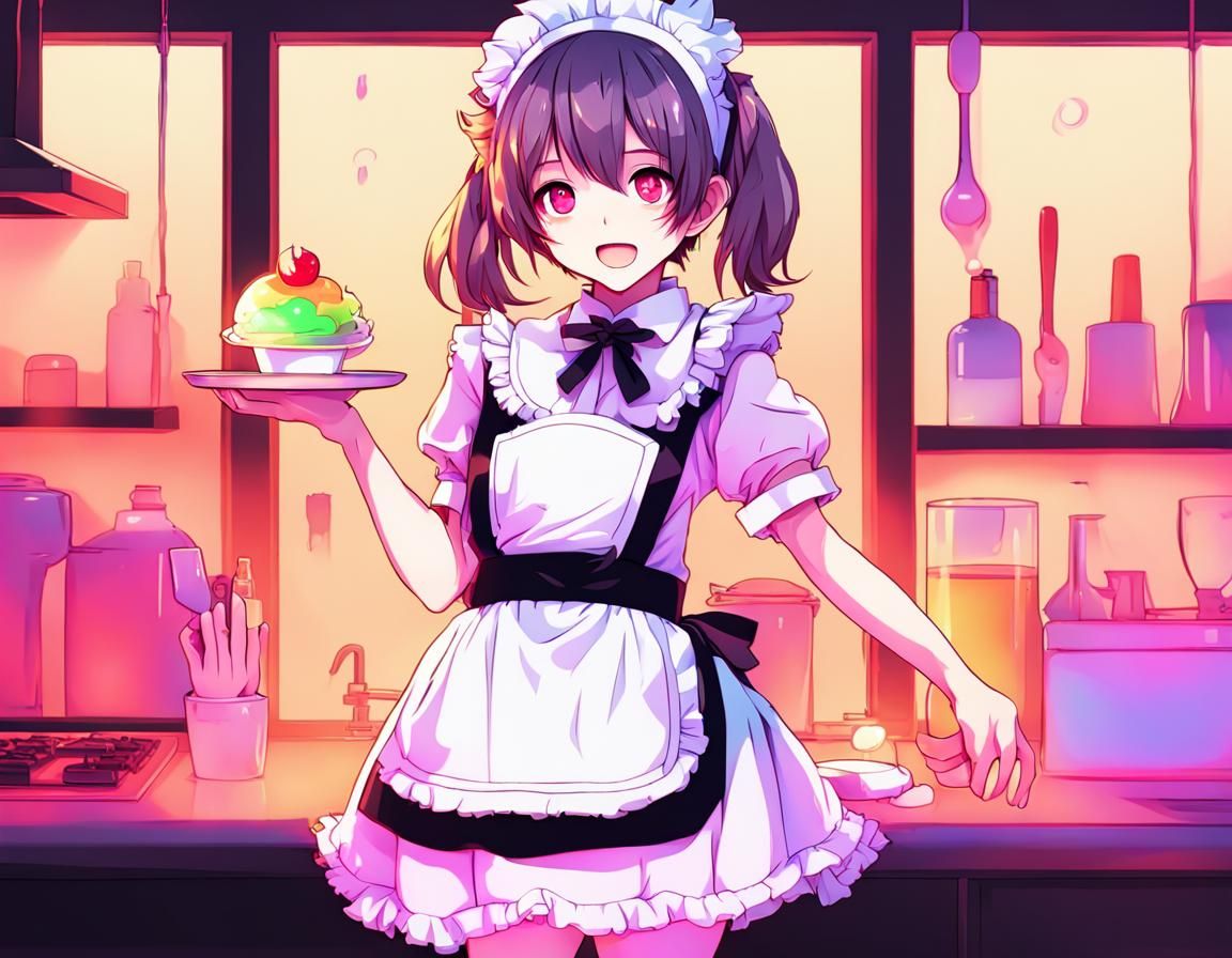 cute anime maid colorful - AI Generated Artwork - NightCafe Creator